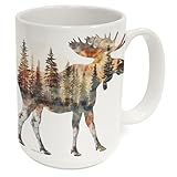 Highland Home Moose Silhouette 15 oz. Ceramic Mug Manufactured in the USA Dishwasher Safe Microwave Safe