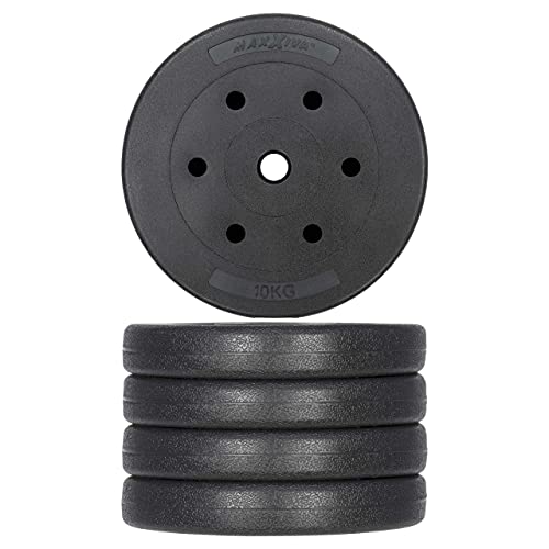Foto von MAXXIVA Hantelscheiben-Set Zement 4 x 10 kg Ersatzgewichte für den Muskelaufbau Krafttraining Fitness-Zubehör Gewichtheben Gewichtsscheiben 40 kg