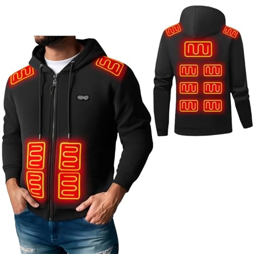 Heated Jacket Men Women Winter USB Electric Heated Hooded Jacket Heating Warm Outdoor Pullover Sweatshirt Jackets