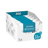 LILLYDOO Feuchte Toilettentücher, 60 Stück, 100% plastikfreies, spülbares Tuch, ohne Parfüme (Packung mit 5)