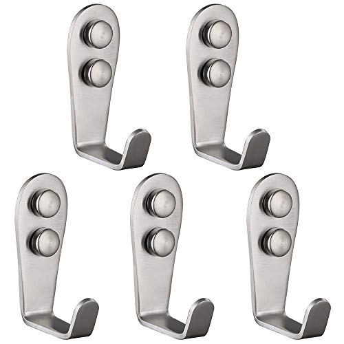 Angle Simple Robe And Towel Hook 5 Pcs, Sus304 Stainless Steel Hook Pack, Bath Towel Coat Backpack Hook, Kitchen Garage Hook, Grilling Tools Hanger, Brushed Nickel #TOP5