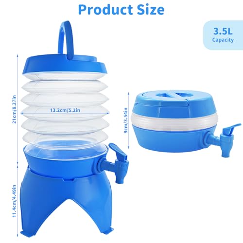 Récipient de boisson portable bleu pliable pour jus et eau fraîche