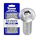10-32 x 5/8" Button Head Socket Cap Screws, Allen Socket Drive, Stainless Steel 18-8, Full Thread, Bright Finish, Machine Thread, Quantity 50 By Fastenere