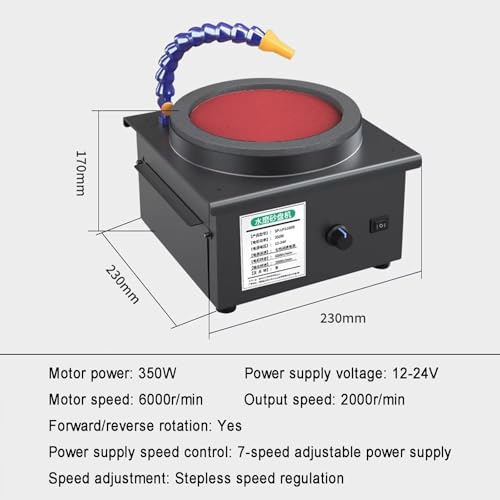 Amoladora de Banco húmeda y Seca de 7 velocidades, afilador de Cuchillos eléctrico de 2000 RPM con Flujo de Agua Ajustable y función de reversa para pulir Metal y Madera, y afilar Tijeras.