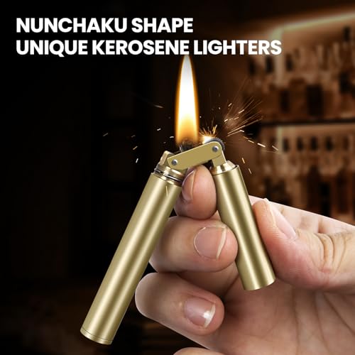 CHOICEDC Vintage Lighter, Cool Trench Lighter, Unique Kerosene Lighters Fluid Refillable, Antique Brass Lighters, Novelty Gifts for Men Dad Husband - Image 2