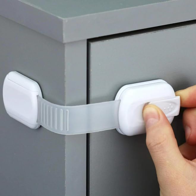 CHENGZI 6-Piece Baby Safety Locks with Adjustable Strap and Latch System, white - Image 3