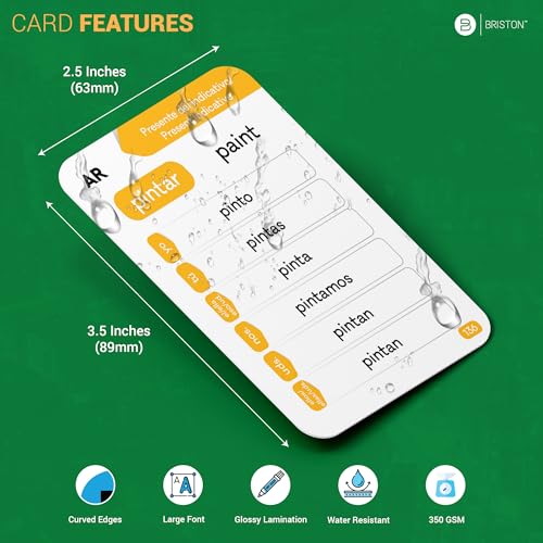 Briston Spanish Verbs Flash Cards – 75 Double-Sided Cards Featuring 150 Common Verbs with Audio Access & Grammar Guide, Language Learning Tool for Students, Homeschool & Classroom Study by Briston - Image 3