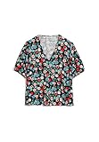 ARMEDANGELS CORANAA Sketch of - Damen Bluse aus LENZING™ ECOVERO™ M Black Bluse Kurzarm V-Neck Relaxed Fit