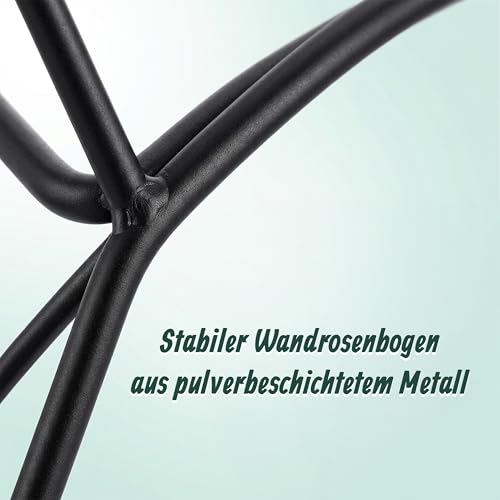 Relaxdays Rosenbogen Halbbogen, Metall, HxBxT: 240 x 125 x 39 cm, Rankbogen für Kletterpflanzen, Wandrosenbogen, schwarz