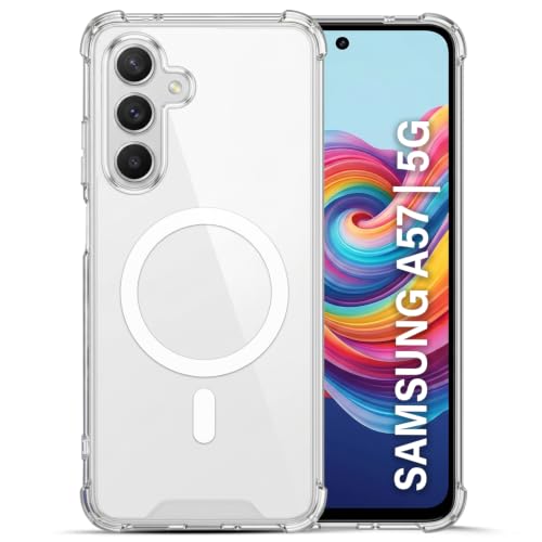 Image of TRUEUPGRADE Back Cover for Samsung Galazy A57 5G | Mag-Safe Printed Transparent Case | Hard PC Back + Soft TPU Bumper | Magnetic Print Shockproof Protective Cover | Crystal Clear