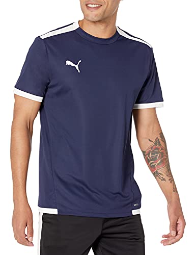 PUMA mens Teamliga Jersey T Shirt, Peacoat/White, X-Large US