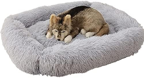 Sunny Sand Sea Cat Beds for Indoor Cats Rectangular Soft Plush Cute Cat Mat with Non-Slip Bottom Machine Washable (Small, Light Grey)