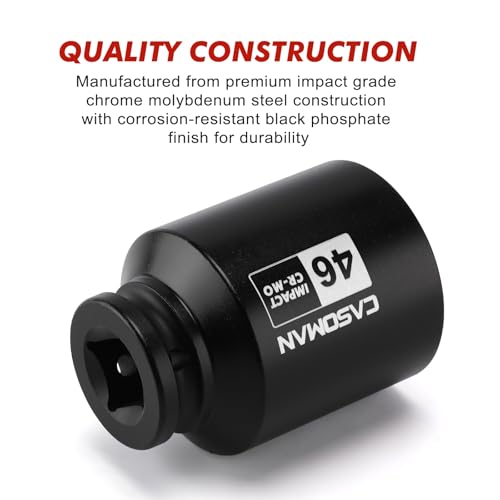 Image of CASOMAN 3 /4 inchDrive Deep Impact Socket-46mm, Jumbo Impact Socket, Metric, 6-Point, CR-MO, Black Phosphate Finish