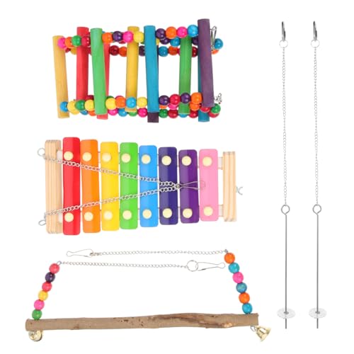 Abaodam 1Set Parrot Swing Bird Perch Kit for Chickens Parakeets and Other Birds and Hanging Accessories for Exercise and Play