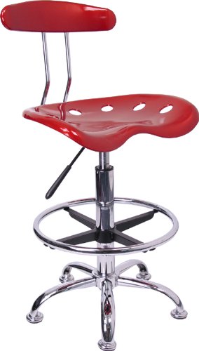 Flash Furniture Vibrant Wine Red and Chrome Drafting Stool with Tractor Seat