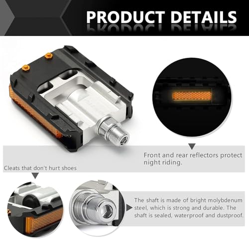 SAVADECK Folding Bike Pedals, 9/16 Inch Bicycle Pedals Wide Flat Mountain Bike Pedals with Aluminum, Non-Slip Bike Pedals for Road Bike BMX Bike Beach Cruiser Bike Black. - Thumbnail 2