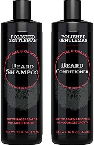 Beard Shampoo and Conditioner for Beard Growth - Beard Wash and Beard Conditioner with Beard Oil for Men - Beard Growth Kit for Beard Care - Beard Softener with Biotin and Tea Tree Oil (16oz)