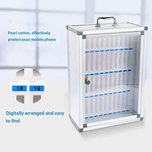 36-Slot Wall Mounted Phone Locker - Secure Cell Phone Storage Cabinet for Office, Conference, Classroom, Factory - Silver - Ideal for Organizing Devices