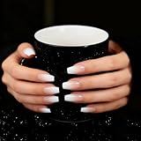 CoolNail Pink Nude White Ombre French Ballerina Coffin False Nails Gradient Natural Manicure Press on Fake Nails Tips Daily Office Finger Wear