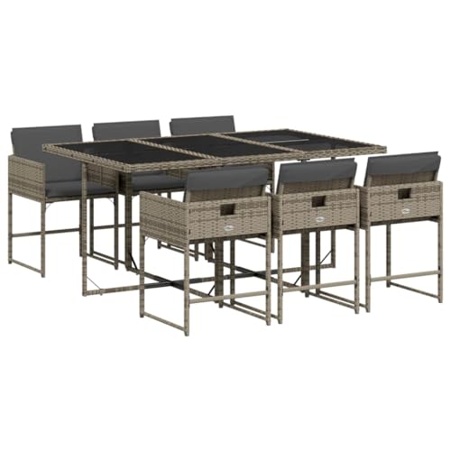 IKAYAA Conjunto de Jardín de Ratán, Juego Comedor de Jardín, Mesa Jardin Exterior con 6 Sillas, Mesa y Sillas De Comedor De Ratán, Negro 7 pzas Type-104 - imagen 2
