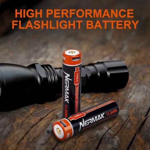 image for NERMAK 3.7V 3200mAh USB Rechargeable Lithium lon Battery for Flashligh