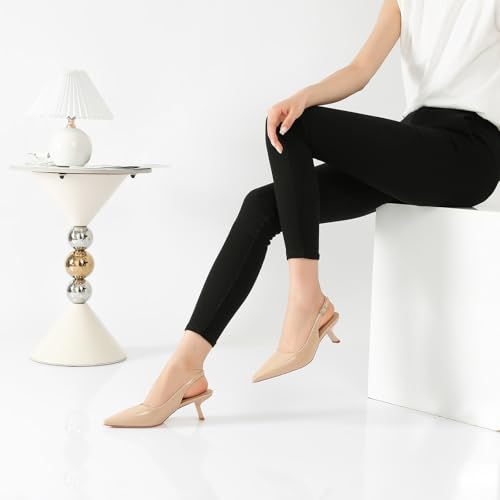 Image of RIBONGZ Sexy Slingback Pumps Elegant Dressy Heels for Women Closed Toe Pointy High Heels Wedding Bride Prom Party Evening Shoes