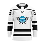 Sptontons Custom Hockey Jersey, Custom Hockey Jerseys for Men, Men Youth Personalized Stitched Or Printed Name&Number,Logo (White)