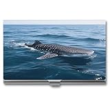 VstaDank Whale Shark Business Card Holder Fashion Aluminum Alloy Flip Cover Credit Card Holder High End Professional Name Cards Case Exquisite Pocket Metal Cards Holder for Work