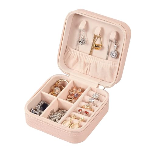 Image of Rishabh Overseas Jewellery Box for Women | Mini Portable Travel Case Display Storage Holder | PU Leather Small Organizer for Rings, Stud, Necklaces, Earrings & Ornaments (Multicolor)