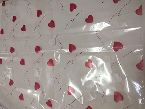 Image of 3A Featuretail 20 Inch x 26 Inch Multipurpose BOPP Transparent Cellophane Sheets For Flowers Bouquet, Gift Wrapping, Dry Fruits Baskets Hampers (50 Sheets, Red Heart Design Print)