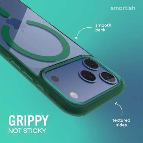 Image of Smartish iPhone 17 Pro Max MagSafe Clear Case - Gripmunk Magnetic Slim Case [Lightweight + Protective] Anti-Yellowing Thin Grip Clear Cover for Apple iPhone 17 Pro Max - Clearly Green