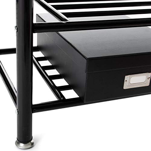 Home Treats Tall Entryway Coat Stand With 3 Tier Shoe Rack, Black Metal Multi-purpose Clothing Hooks For Hallway. Home Furniture And Storage organizer