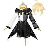 BOSIMINGDIAN Kagamine Rin Gothic Dress Kimono Maid Len Cosplay Costumes Princess Dresses Anime Halloween Fancy Full Set(M), Medium, Black(wig)
