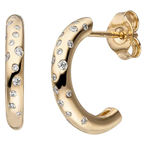 Preisvergleich Produktbild JOBO Damen Halbcreolen 585 Gold Gelbgold 34 Diamanten Brillanten Ohrringe