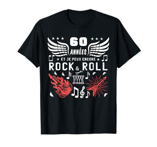 60th Birthday Gag Turning 60 Years Old Guitar Drum Music T-Shirt