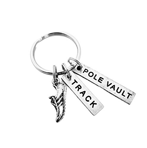 Pewter RUN TRACK POLE VAULT Key Chain - Running Shoe Charm, Pewter TRACK and Pewter POLE VAULT...