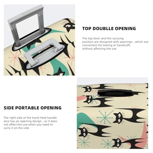 Mid Century Modern Cats Luggage Cover Washable Elasticated Luggage Covers for Suitcase TSA Approved Stylish Scratch Resistant Luggage Case Protector4