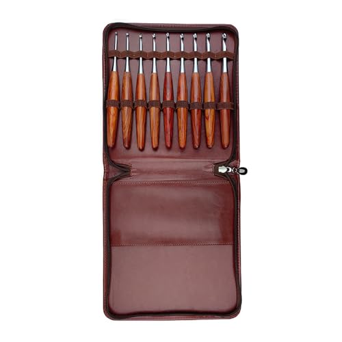9 ganchos de ganchillo ergonómicos de madera para tejer manualidades de 3,5 mm a 8,0 mm