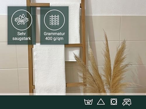 ZOLLNER 10er Set Handtücher in 50x100 cm - saugstarke und weiche Duschtücher in weiß - mit praktischem Aufhänger - waschbar bis 95°C - Baumwolle - Hotelqualität