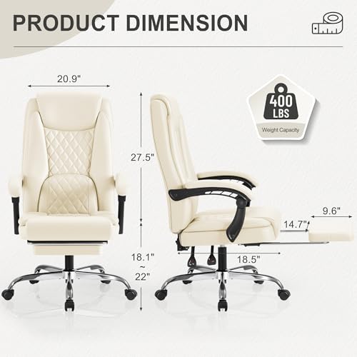 Image of Homall Executive Home Office Chair with Lumbar Support,400lbs Adjustable Ergonomic High Back Office Chair Reclining Managerial Chair for Home Office (Beige)