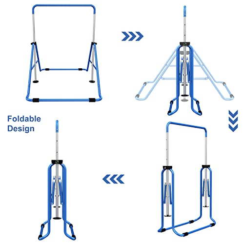 Image of Tepemccu Expandable Gymnastics Bars Adjustable Height Gymnastic Horizontal Bars Junior Training Bar Children Folding Training Monkey Bars for Kids
