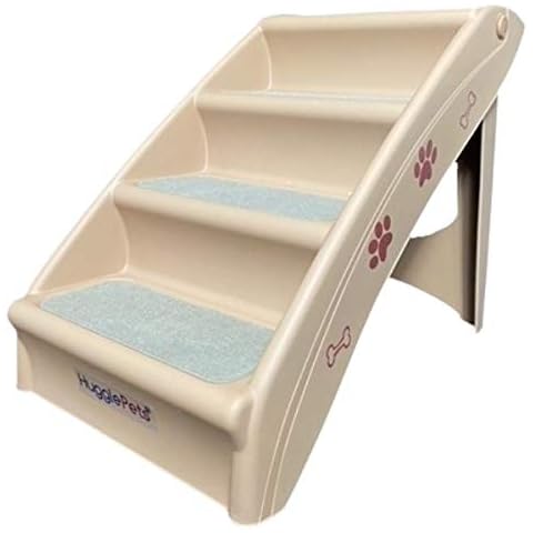 HugglePets Plastic Folding Stairs & Carpet Pet Dog Puppy Lightweight Access Step (Beige) Cover