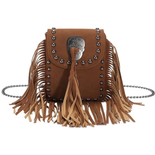 WOFASHPURET Bolso Bandolera Flecos y Borlas para Mujer Bolso Vintage Flecos para Usar Fiestas o Eventos Casuales