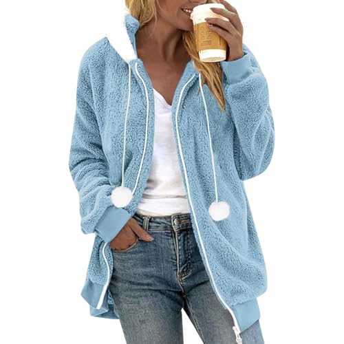 High Neck Outfit for Women Winter Fall Long Sleeve Warm Fuzzy Hooded Basic Hoodies Outfits Women 2025 Regular Fit