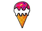 PLpatch Pink Ice Cream Cone Strawberry Dessert Sweets Cute Cartoon1 Sew Iron on Embroidered Applique Badge Sign Patch Clothing Costume