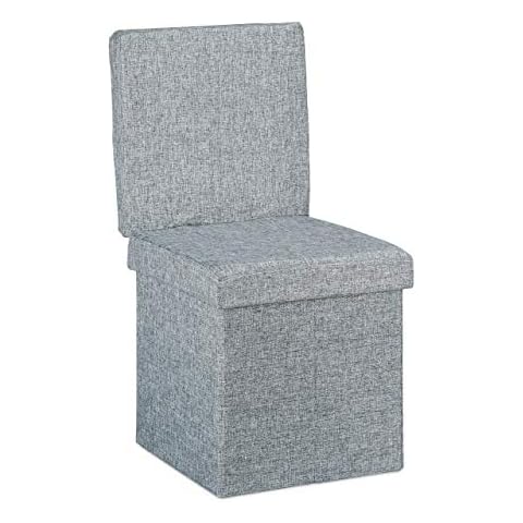 Relaxdays Puff Almacenaje con Respaldo Gris Cover