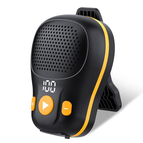 ZYHKON Wearable Bluetooth Speaker, Clip-on Wireless Portable Speakers, IP56 Waterproof Clip Speaker Up to 18 Hours Battery Life, Built-in Mic for Hands-Free Music/Calls, Black and Yellow