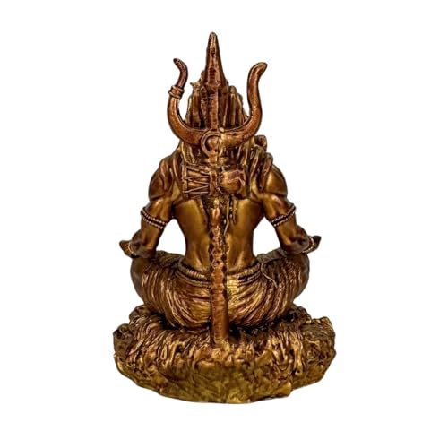 Image of Adiyogi Shiva Idol 3.5 Inch for Car Dashboard, Golden Polyresin Shiv Murti, Mahadev Statue for Home Decor Office Gift
