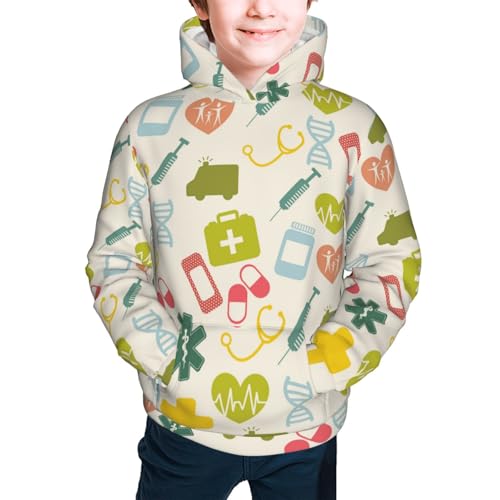 Medical Icons Kid Hoodies Boys Sweatshirts Girls Pullover with Pocket3