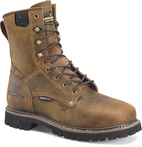 Carolina Men’s 8” Safety Toe Work Boots, Durable Leather, Slip-Resistant Outsole, Industrial Boots for Construction